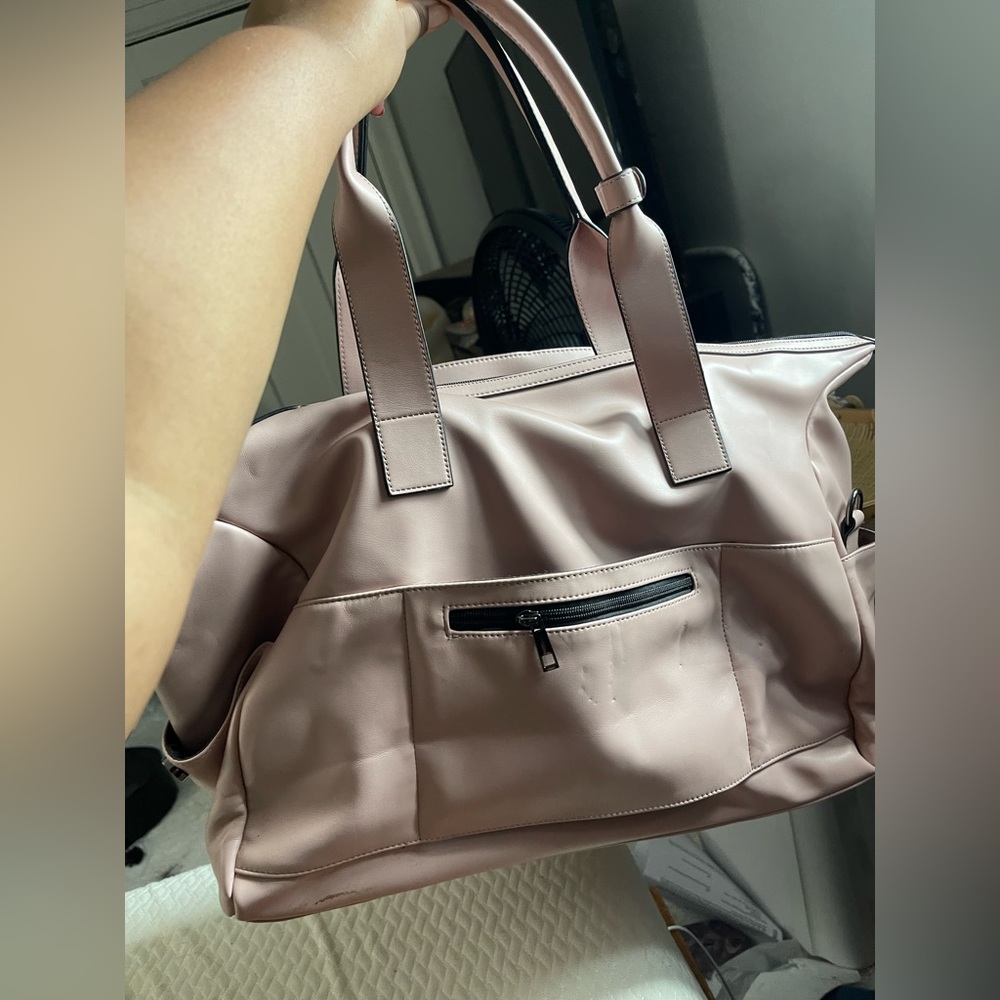 Pink duffel bag faux leather